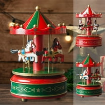 Viflosae Boys Toy Gifts for 4 Year Old Boys Holiday Party Favors for Kids Classic Carousel Wooden Round Music Box KidsRoom Decoration Gift Unisex Wooden Christmas Horse Carousel Home Decor