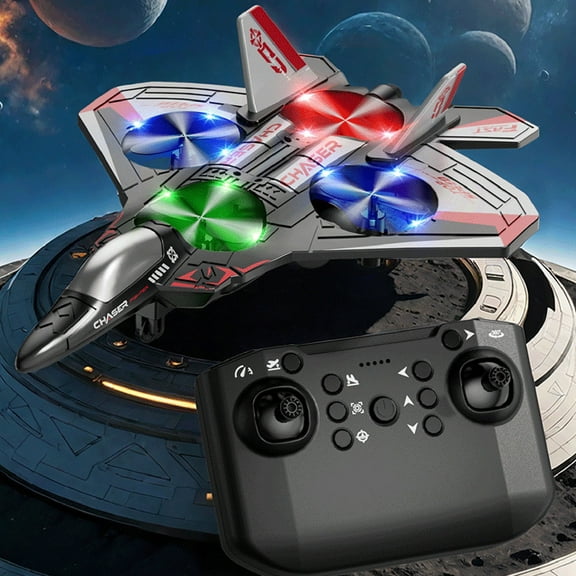 Viflosae Kids Toys Boys Gift for a 5 Year Old Boy Santa Claus Toys Foam Remote Control Aircraft Long Shatterproof Drone with Light Children's Remote Control Fighter Aircraft Model Toy