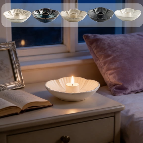 Viflosae Candle Holders Candle Holders Flower Shaped Candle Stick Holders Ceramic Candle Tray for Holiday Table Decor Christmas Halloween Wedding Centerpiece Home Decoration