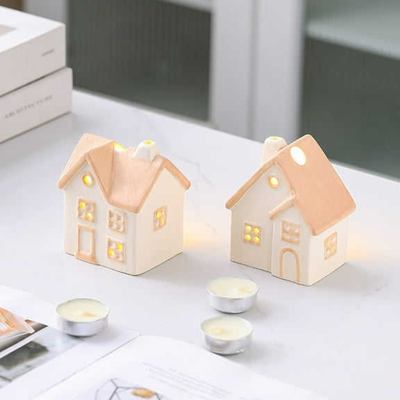 Viflosae Candlestick Holder Valentines Tree Decorations Exquisite Hand-paint European-style Hollow Ceramic House Candlestick Romantic Candle Light Atmospheres To Create Desktop Ornaments