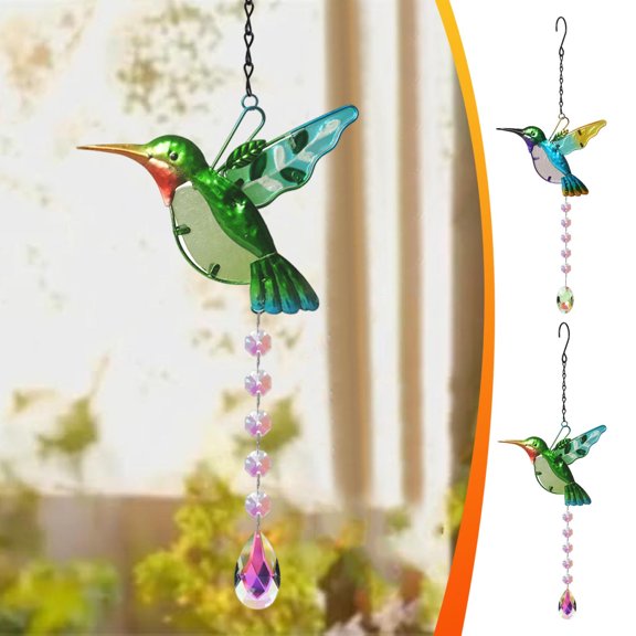 Viflosae Car Mirror Hanging Accessories Birthday Gifts for Women Hummingbird Concentrator Color Pendant Hanging Decoration Maker Crystal Home Garden Party Decoration