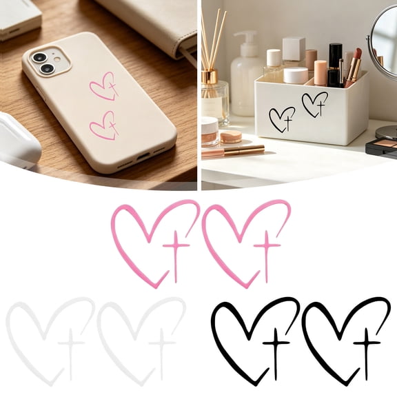 Viflosae Car Stickers Car Decal Heart Vinyl Decal Stickers Waterproof Religious Faiths Stickers Car Window Decal Rearview Mirror Sticker for Cars SUV Trucks Laptops Water Bottles