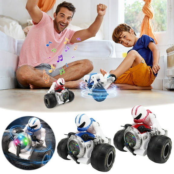 Viflosae Car Toys Santa Claus Toys Stunt Motorcycle Toy Children's Universal Toy Stunt Tricycle Rotating 360 Motorcycle Roboter Lighting Toy Lightweight & Easy to Grip