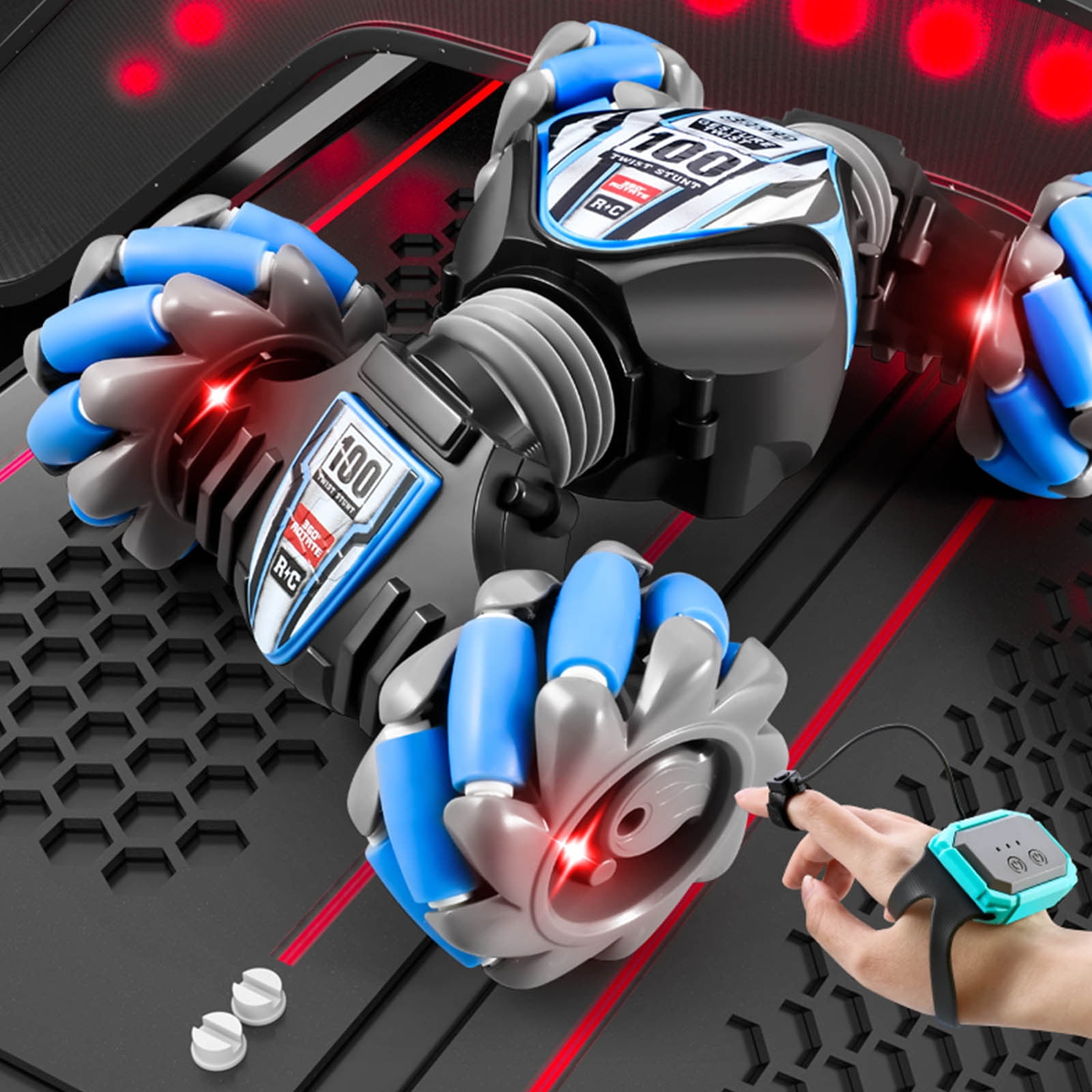 Viflosae Cars Toys Gesture Sensing RC Stunt Car with & Music + Tail Spray, Remote Control Gesture Sensor Toy Cars, Double Sided Rotating Off Road Vehicle 360° Flip, Toy Car