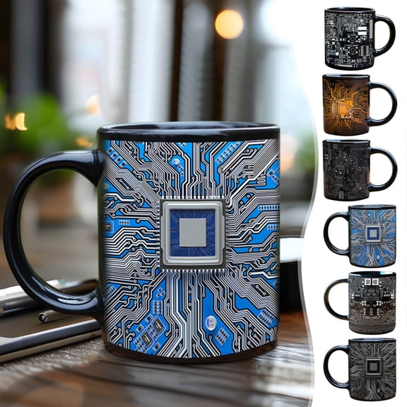Viflosae Ceramic Coffee Mugs Travel Mugs Birthday Gifts Circuit Motherboards Line Ceramic Mugs Science and Engineering Male Birthday Gift Mugs Computer Mugs