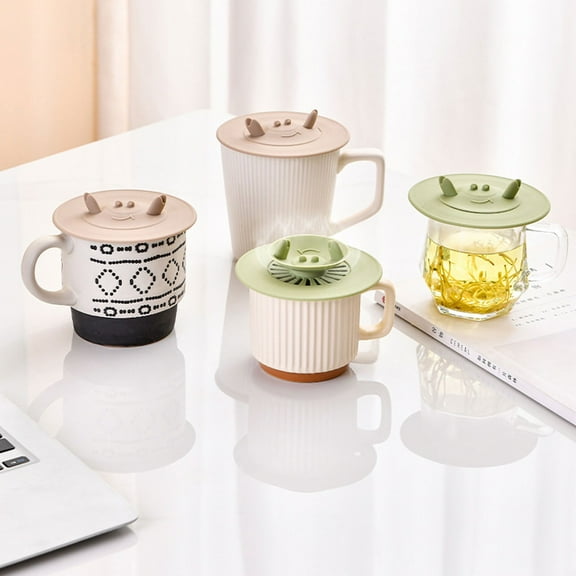 Viflosae Ceramic Mug Lid Cup Cover Heat Retaining Glass Lid Leak Proof Universal Drink Topper for Coffee Tea Water Dust Protection Kitchen Office Essential