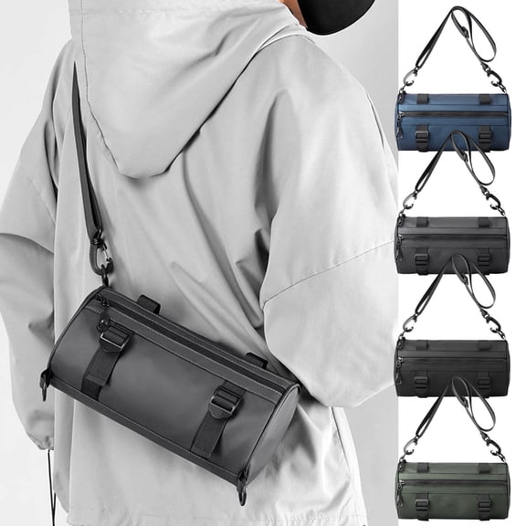 Viflosae Chest Bag for Men Crossbody Sling Bag Crossbody Cylindrical Bag Fashionable Trend Functional Cylindrical Bag Large Capacity Storage Waterproof Men's Chest Bag