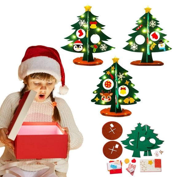 Viflosae Christmas Decorations Christmas Gifts 9.5-inch DIY Felts Toddler Christmas Tree Kids' Interactive Christmas Tree with Removable Tree Ornaments