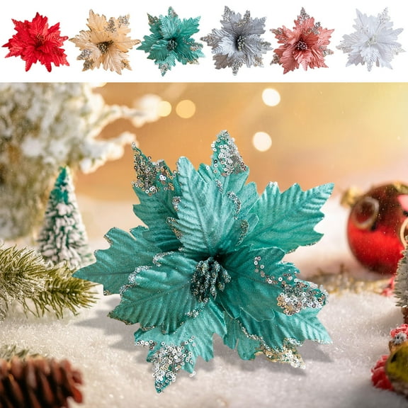 Viflosae Christmas Decorations Christmas Glitter Magnolia Magnolia with Stems Christmas Tree Decoration Flower Wreath Christmas Year Decoration Holiday Gift