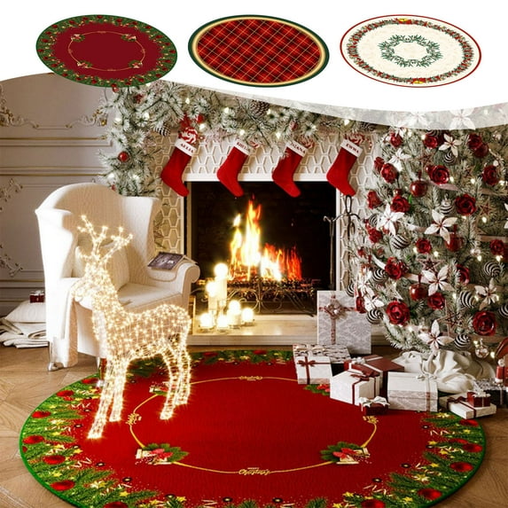 Viflosae Christmas Decorations Indoor Christmas Tree Skirt 24 Inch Velvet Tree Skirts Vintage Xmas Tree Skirt Cover For Chirstmas Party Decor Glitter Christmas Tree Skirt For