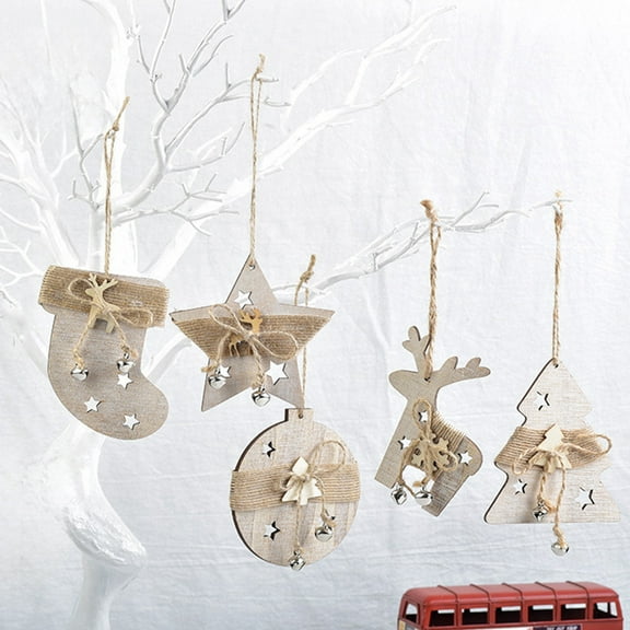 Viflosae Christmas Decorations Pearl Ornaments for Christmas Tree Wooden Christmas Tree Hanging Christmas Decoration Scene Decoration Hanging Christmas Tree Decoration Various Shapes Available