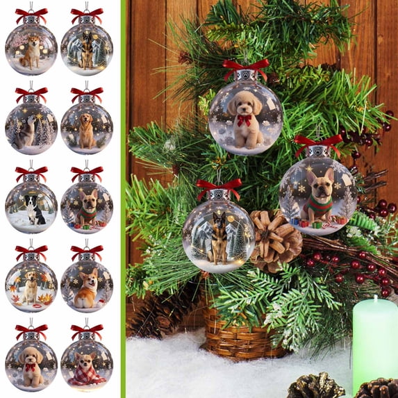 Viflosae Christmas Decorations for Tree Classic Christmas Decor Cute Dog Flat Acrylic Decoration 8cm