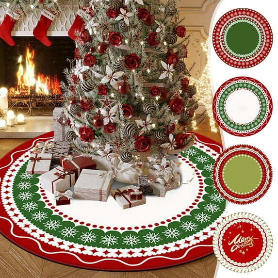 Viflosae Christmas Tree Rug Area Rugs Christmas Tree Skirt 31.5 Inch Velvet Tree Skirts Vintage Xmas Tree Skirt Cover for Chirstmas Party Decor Glitter Christmas Tree Skirt for Home Holiday