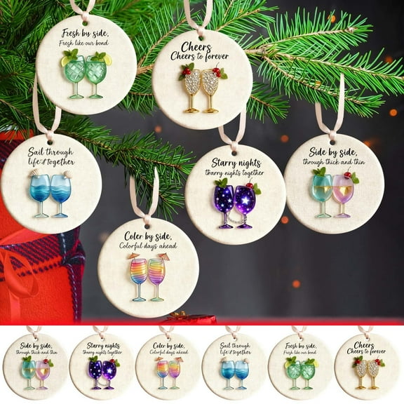 Viflosae Classic Christmas Decor Christmas Organizers and Storage Wine Glass Themed Christmas Ornament Christmas Tree Pendant Holiday Decoration