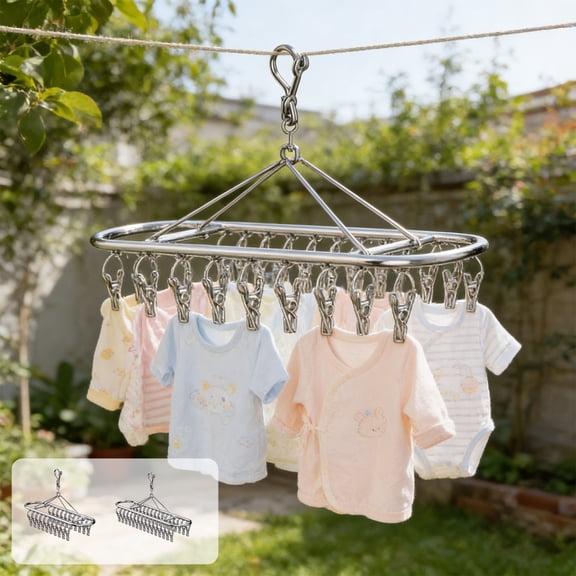 Viflosae Clothes Hanger Shirt Hangers Socks Drying Rack with Multiple Clips Stainless Steel Balcony Underwear Drying Rack Multi-Functional Clothes Drying Rack The Ultimate Sock Drying Tool