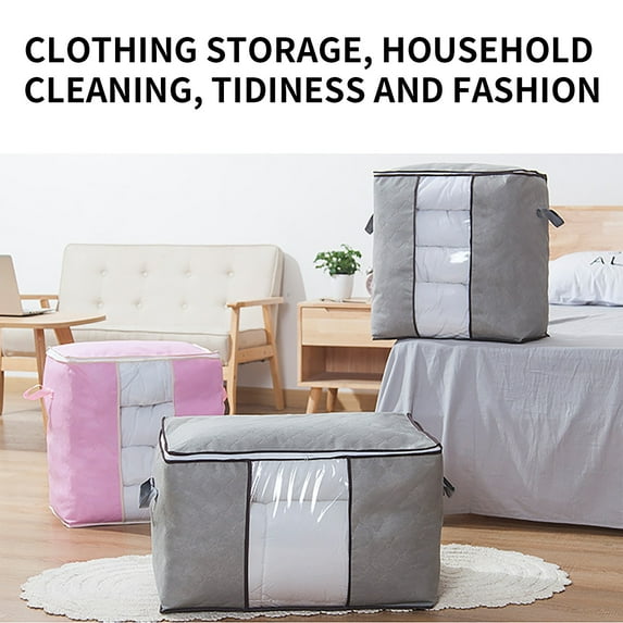 Viflosae Clothing Storage Moving Supplies Cotton Quilt Storage Bag Thickened 120g Non-Woven Large Capacity Organizer Clothes Bedding Storage Closet Carry Handle