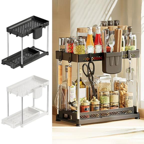 Viflosae Corner Shelf Corner Stand Kitchen Pull Out Under Sink Shelf Storage Rack Multi Functional Bathroom Layered Spice Storage