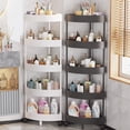 thumbnail image 1 of Viflosae Corner Shelf Toilet Shelf Bathroom Corner Storage Shelf Organizer with Detachable 5 Tiers Rolling Wheels and Drainage Holes for Bathroom, 1 of 10