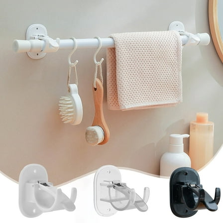 Viflosae Curtain Rod Hook Hook Curtain Rod No-drill Towel Rod Curtain Rod Fixing Clamp Adhesive Hook Curtain Rod Bracket for Windows, Towel Bars, Closet Rods, Tension Rod Hooks