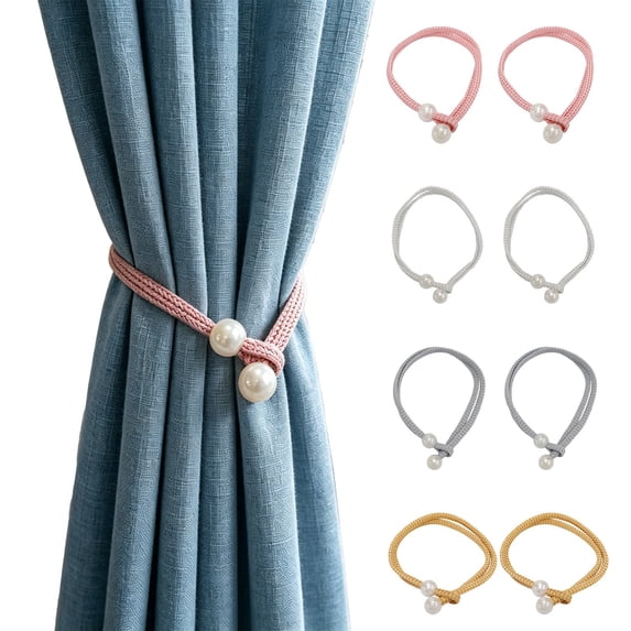 Viflosae Curtain Tie Backs for Curtains Curtain Holders for Wall Pearl Decorative Curtain Tiebacks Non Elastic Woven Cord Holdbacks for Drapes Set Of 2