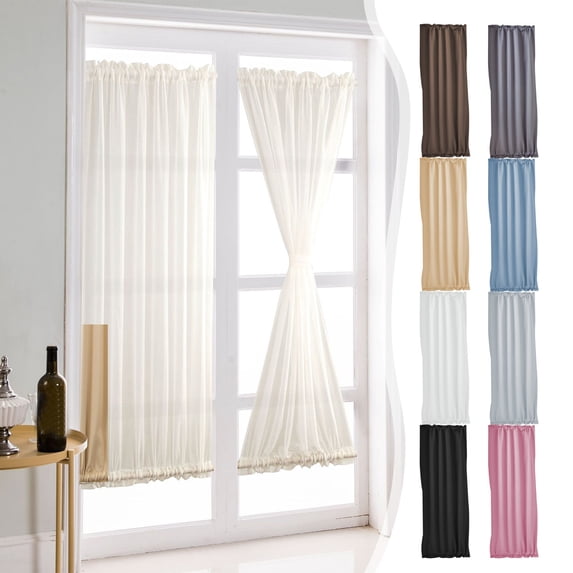 Viflosae Curtains for Bedroom Window Curtain Panels High-Precision Solid Color French Door Window Curtains Rod-Pocket for Sliding for Window and Doors for Bedroom