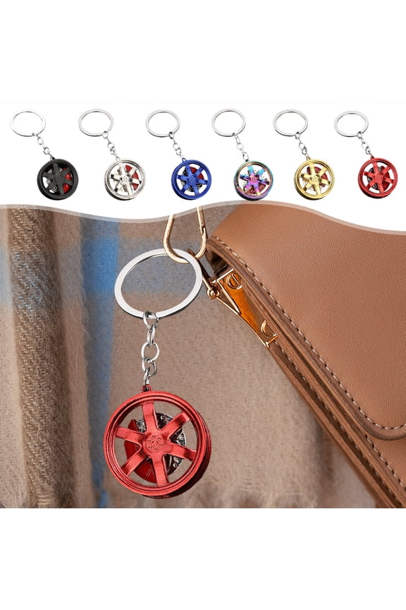 Cute Keychain Gifts Male and Female Small Gift Pendants Car Keychain Alloy Car Wheel Keychain Tire Rim Keychain Car Parts Model Key Chains Car Keyring Pendant