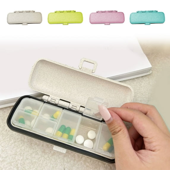 Viflosae Cute Pill Organizer Weekly Pill Organizer Portable Vc Storage Box Space Vc Storage Box Travel Packaging Classification Box Vc Organizer Sports Supplement Classification
