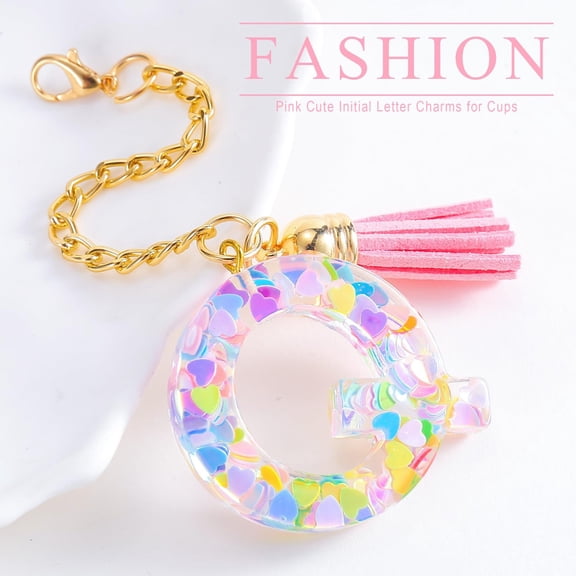 Viflosae Cute Pink Key Chains for Women Girls, Initial Letter Keychains with Tassel, Charms for Key Purse Handbags Backpacks（A-Z）