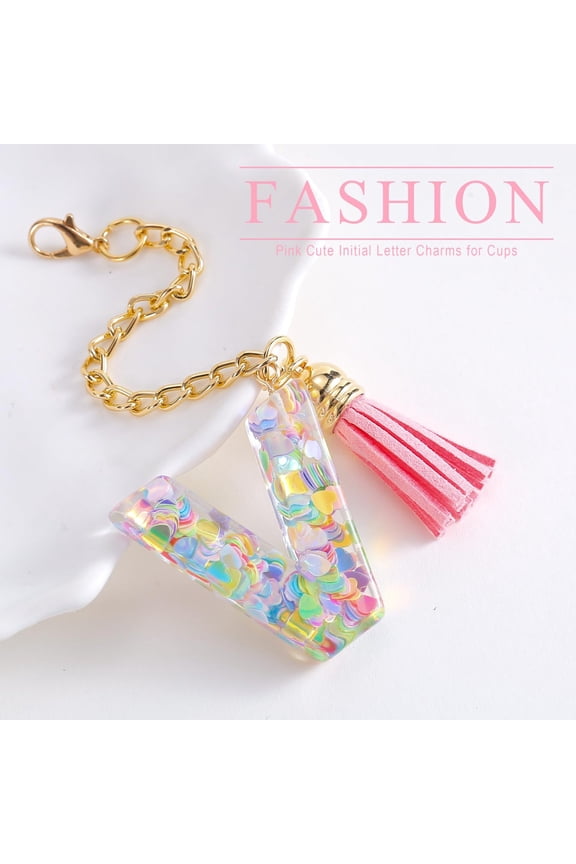 Cute Pink Key Chains for Women Girls, Initial Letter Keychains with Tassel, Charms for Key Purse Handbags Backpacks（A-Z）