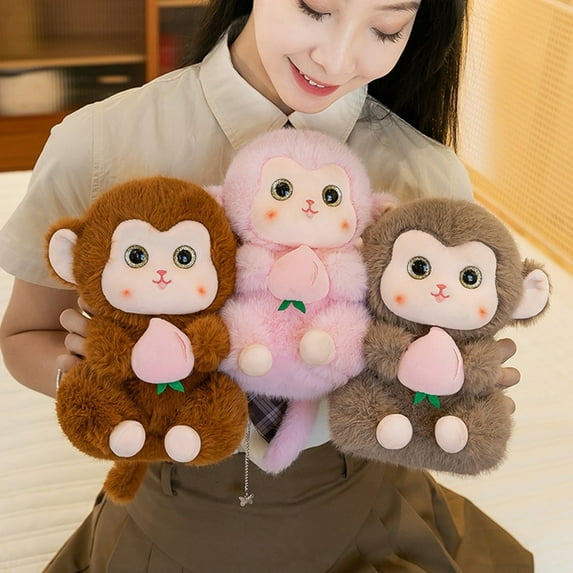 Viflosae Dance Recital Gifts 8.7 Inches Simulation Hand Carry Peach Monkey Doll Pendant Plush Toy For Boys And Girls Holiday Birthday Gift To Children Soothing Sleep Doll Plushs Dolls