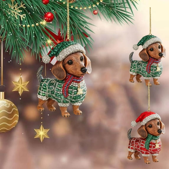Viflosae Decorations Small Christmas Tree Ornaments Dachshund Christmas Ornament Dachshund Christmas Ornament for Christmas Tree Decorating and Holiday Festivities