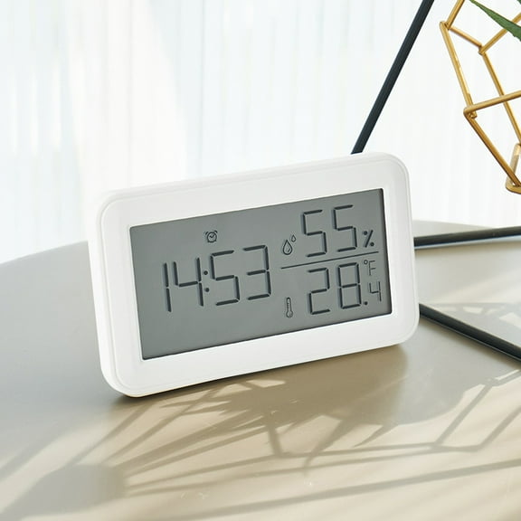 Viflosae Digital Alarm Clock With LCD Display Thermometers Hygrometer Digital Temperature Humidity Monitor Snooze Alarm With Smart Clock Calendar Electronics Gadgets