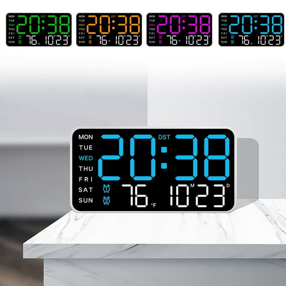 Viflosae Digital Clocks Digital Clock Digital Wall Clock LED Digital Wall Clock with Large Display Alarm Clock with Digital Calendar Suitable for Living Room Bedroom Office Store