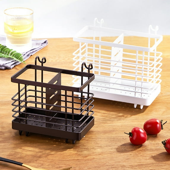 Viflosae Dishes Drying Rack Kitchen Dishes Drying Rack Tableware Storage Iron Wall Mounted Hollow Chopsticks Spoon Basket Suitable For Party Camping Picnic Kitchen Counter Office