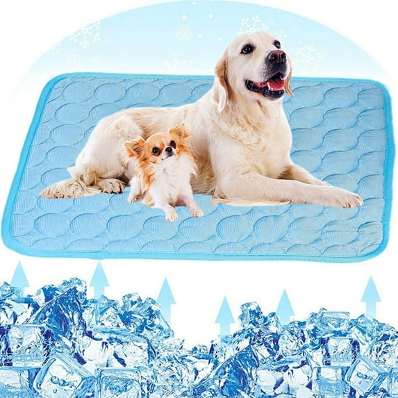 Viflosae Dog Cooling Mat Summer Cool Mat Sleeping Pad Water Absorption Top Bottom Materials Safe Easy Carry Keep Cool For Pet Kids And Adults. Summer(22x26 in Blue)