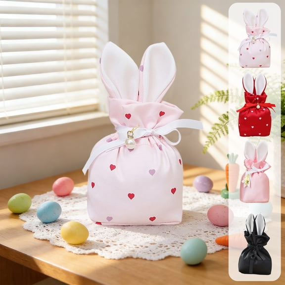 Viflosae Easter Table Decorations Rabbits Ear Satin Candy Drawstring Bag Easter Bunny Gift Bag Wedding Favors Bag Bridesmaid Gift Bag