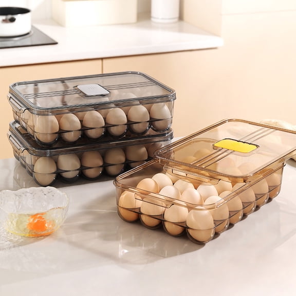 Viflosae Egg Holders Clear Plastic Egg Storage Container with Lid Thick Large Capacity Refrigerator Egg Organizer Box Stackable Kitchen Food Fresh Keepers Airtight Fridge Protector