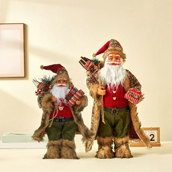 Viflosae Elegant Christmas Decor Santa Claus Figurines 18inch Christmas Standing Santa Claus Doll Xmas Santa Claus Statue for Christmas Window Display Scene Home Desktop Decoration Xmas