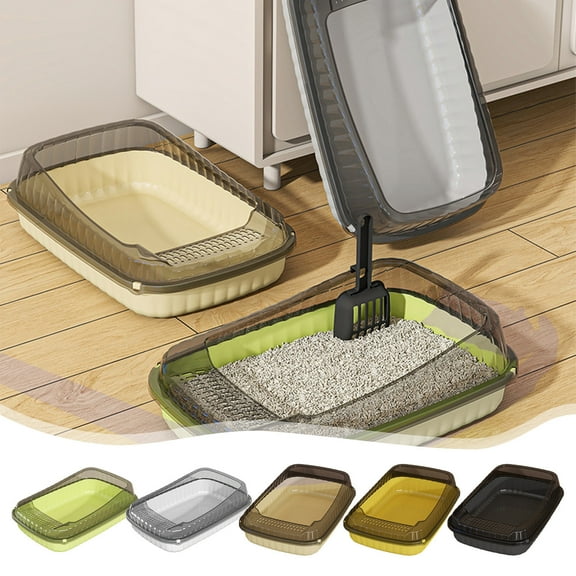Viflosae Extra Large Litter Box Litter Box Semi Enclosed High Bar Litter Box with Splashs Proof Designs Provides Ample Space for Cats Includes Shovel for Kittens for Multi-Cats Households