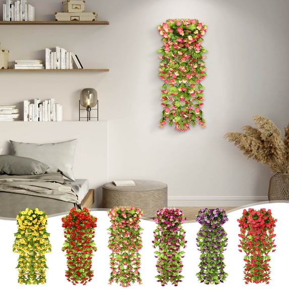 Viflosae Fake Vines Table Decor Wedding Decorations Simulated Rose Bouquets Simulated Flower Wall Hanging Baskets Decorative Landscaping Artificial Flowers Rattan Home Decor Flowers 85cm