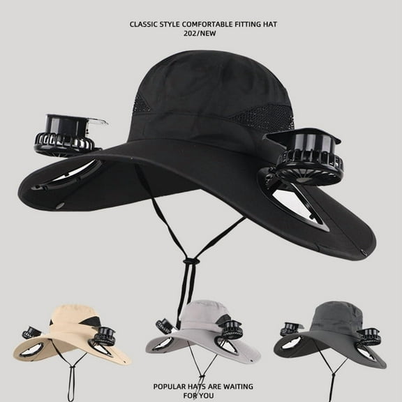 Viflosae Fan Hat Solar Fishing Hat with Solar Powered Fans Outdoor Wide Solar Fan Sun Hat for Men and Women with 2 Fans Fishing Hat