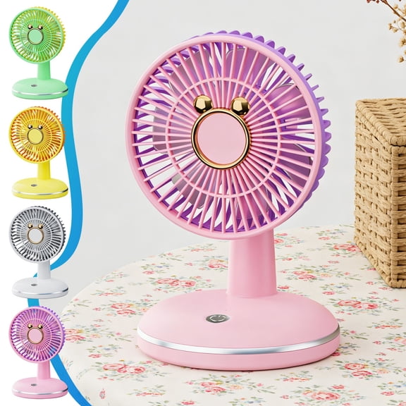 Viflosae Fan Portable Fan for Travel Summer Fan Round Base Fan Rechargeable Desktop Fan Portable Coolings Fan for Outdoor Gift Use