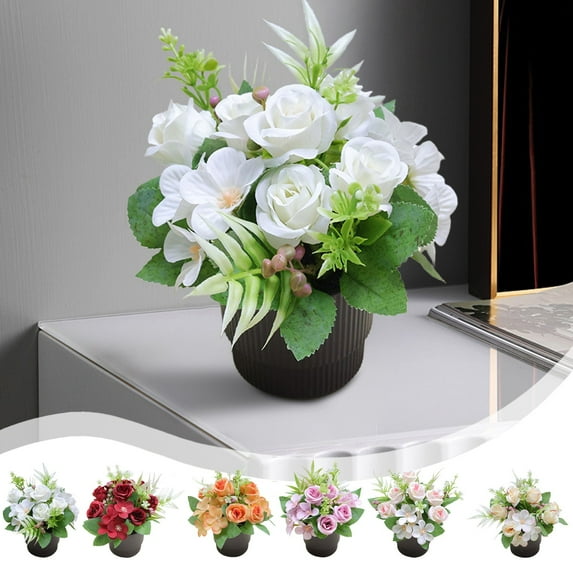 Viflosae Faux Spring Flowers Artificial Plants Table Decorations Simulated Green Plant Decoration Small Potted Plants Plastic Flowers Artificial Flowers Simulated Floral Arrangements Bonsai
