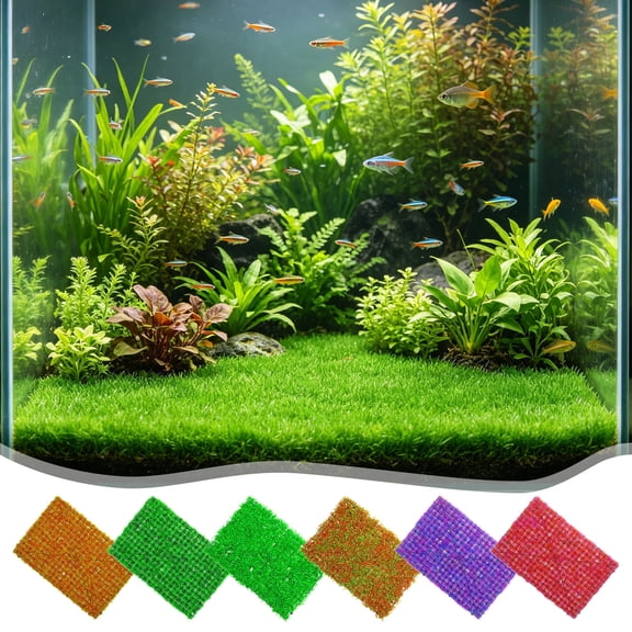 Viflosae Fish Tank Decor Aquarium Decor Aquarium Substrate Aquatic Plants Artificial Grass Dense Grass Mats Green Plants Mats Aquarium Decorations