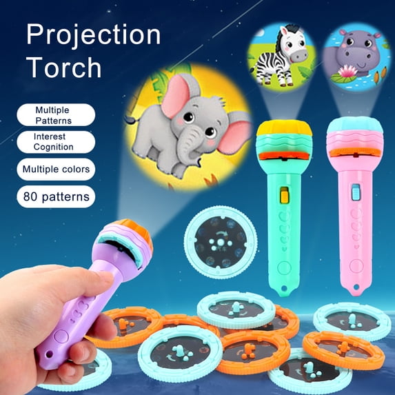 Viflosae Flashlight Camping Bright Flashlight Children's Flashlight Toy Projection Flashlight Early Education Picture Dinosaur
