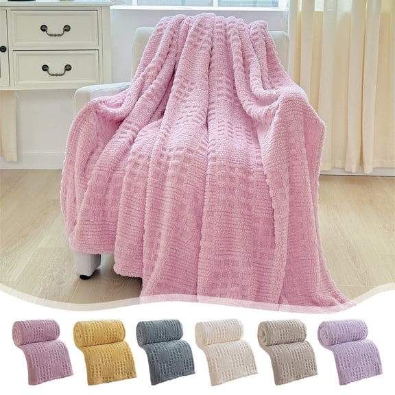 Viflosae Fleece Blanket Throws 100x150cm Waffles Jacquards Blanket Multifunctional Cover Blanket Quilt Nap Blanket Suitable For Bed Or Sofa Use for Travel, Airplanes, and Car Rides