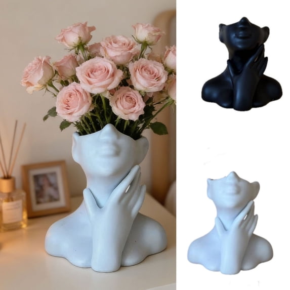 Viflosae Flower Vases for Centerpieces Large Vase Face-shaped Vase Artistics Vase Modern Small Flower Pot Decorative Vase Suitable for Home Office Bookshelf Desktop Shelf Vase