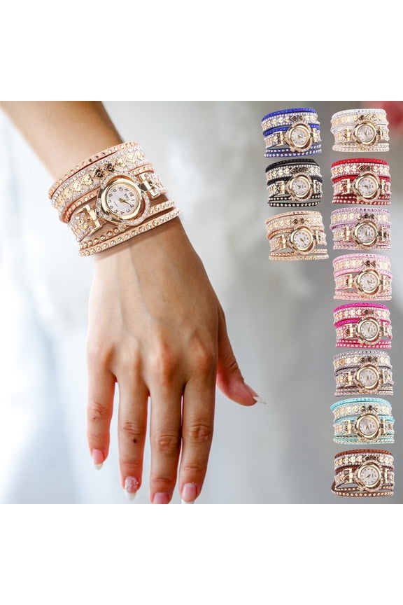 Friendship Bracelets Valentine Gift Diamond Studded Bracelet Watch Looped Women's Bracelet Watch for Work & Office
