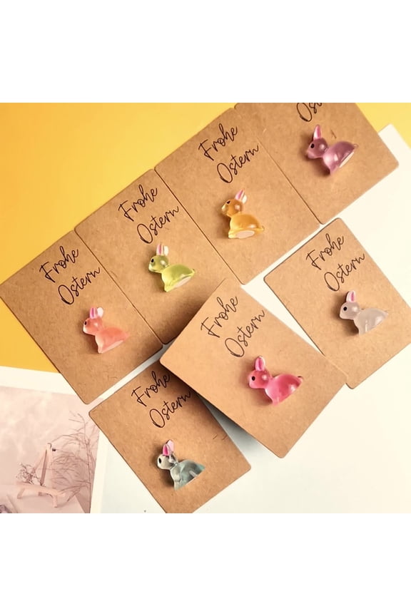 Gift Card Cute Gifts for Women Glows In The Dark Resin Rabbits Pocket Card Easter Greeting Gift Card Decorative Keychain