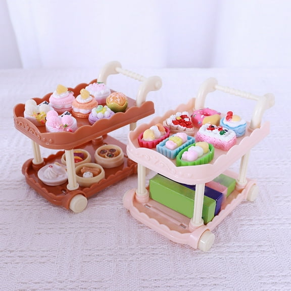 Viflosae Girls Toys Encourages Parent-Child Bonding Miniature Food Toys Small Meals Carts Supermarket Simulation Dolls House Scene Model Kitchen Set Home Decoration Items